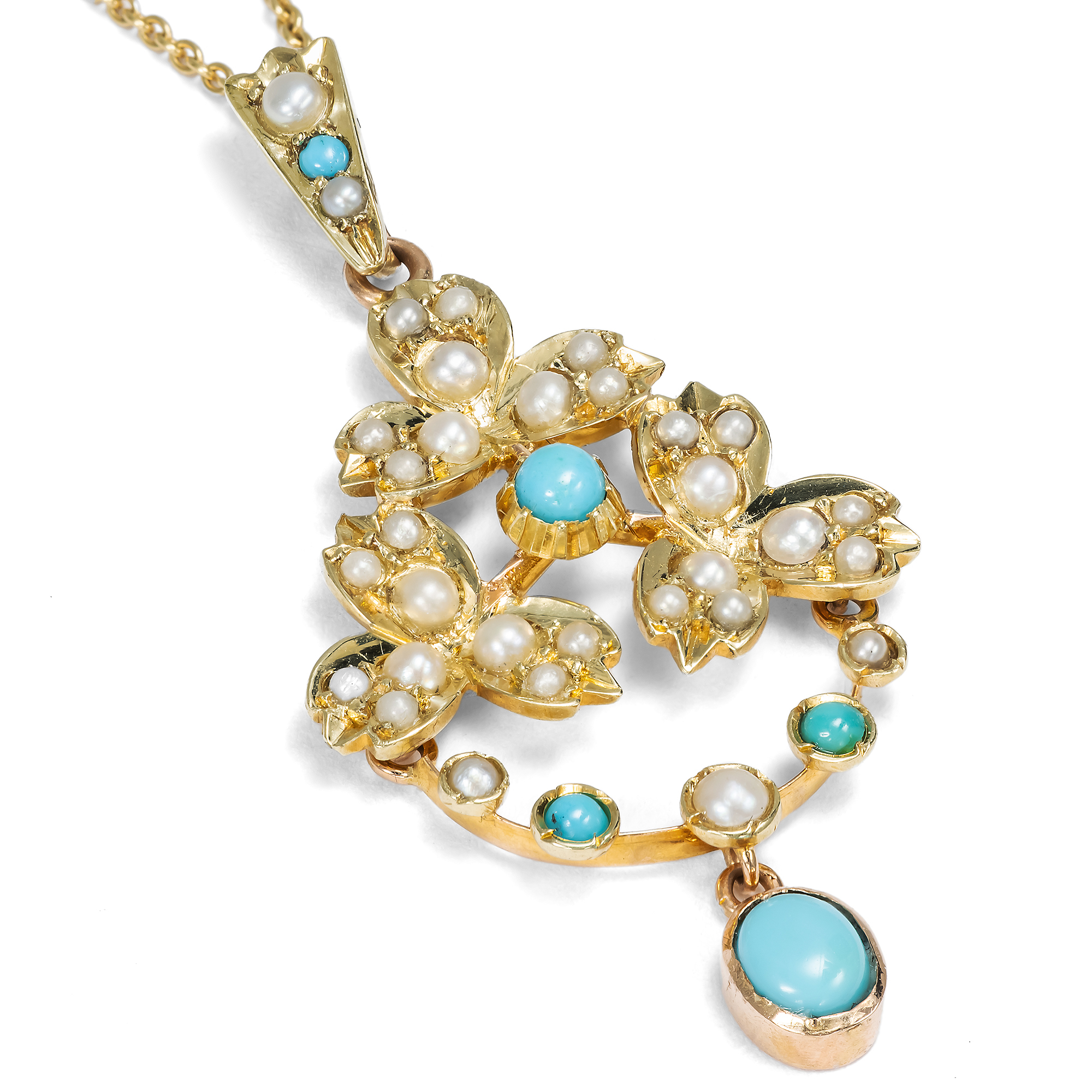 622669-hofer-antikschmuck-Floraler-Anhaenger-mit-Perlen-und-Tuerkisen-in-Gold-Grossbritannien-um-1900-Vergiss-mein-nicht-_3