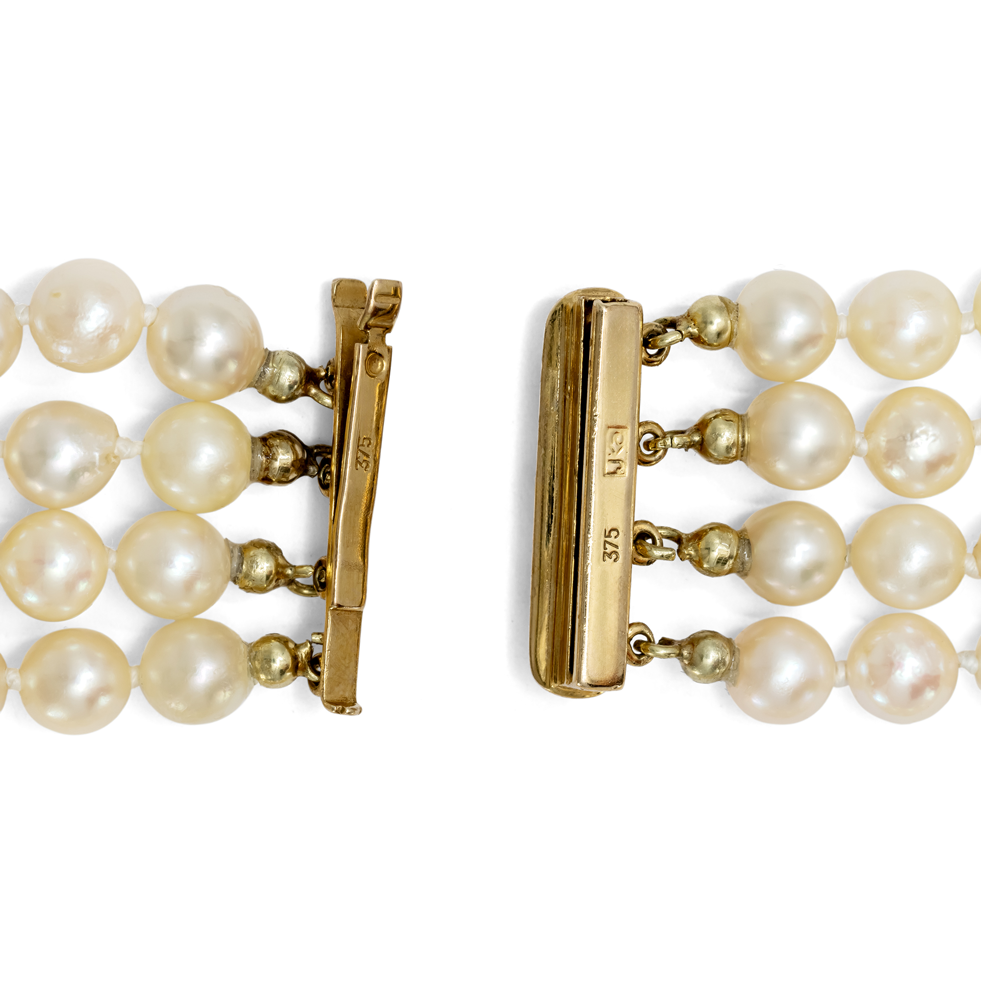 626347-hofer-antikschmuck-Wunderschoenes-vierreihiges-Perlcollier-mit-Goldschliesse-um-1985-Vier-auf-einen-Streich_3