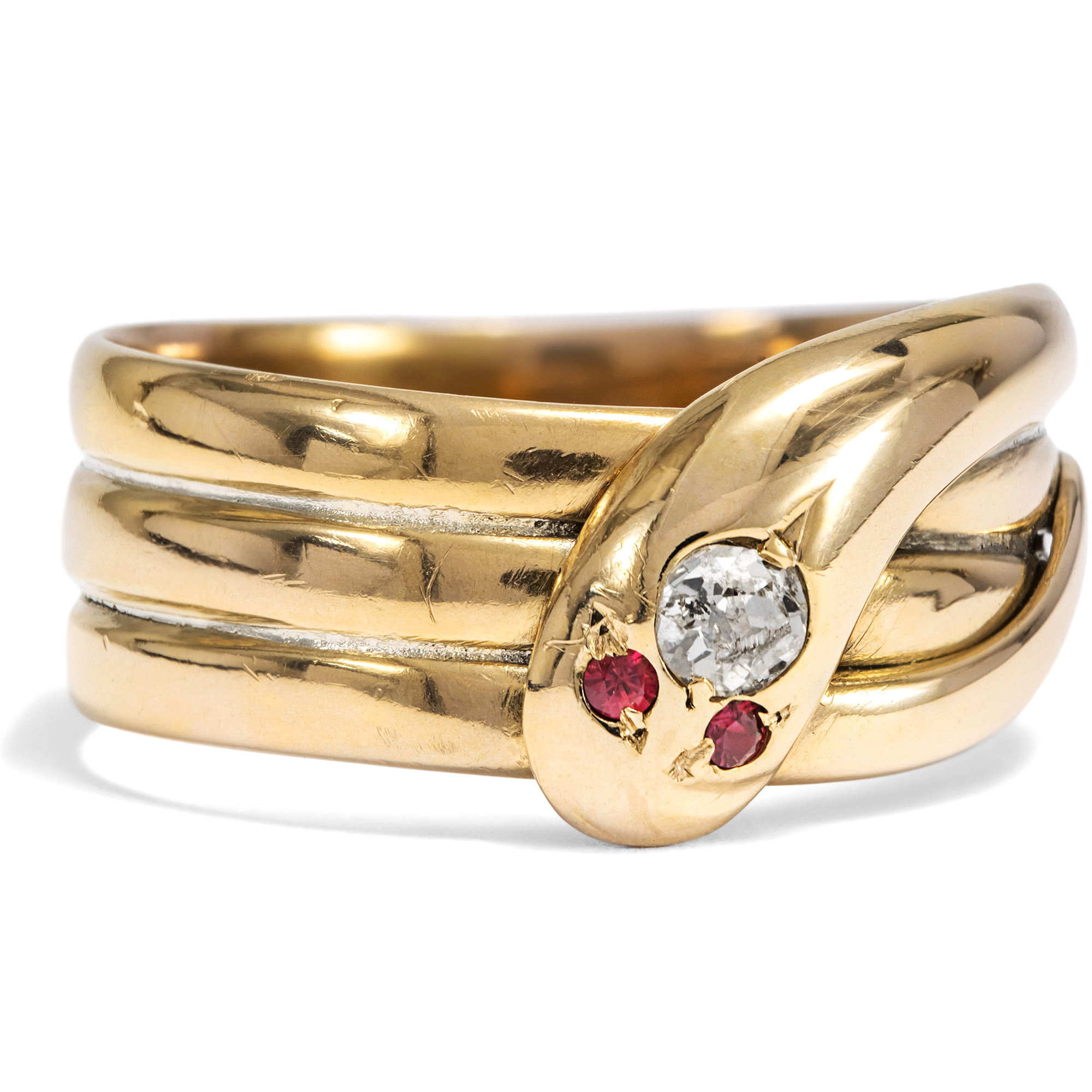 626577-hofer-antikschmuck-Viktorianischer-Schlangenring-aus-Rosegold-mit-Diamant-und-Rubinen-datiert-1897-Um-den-Finger-gewickelt