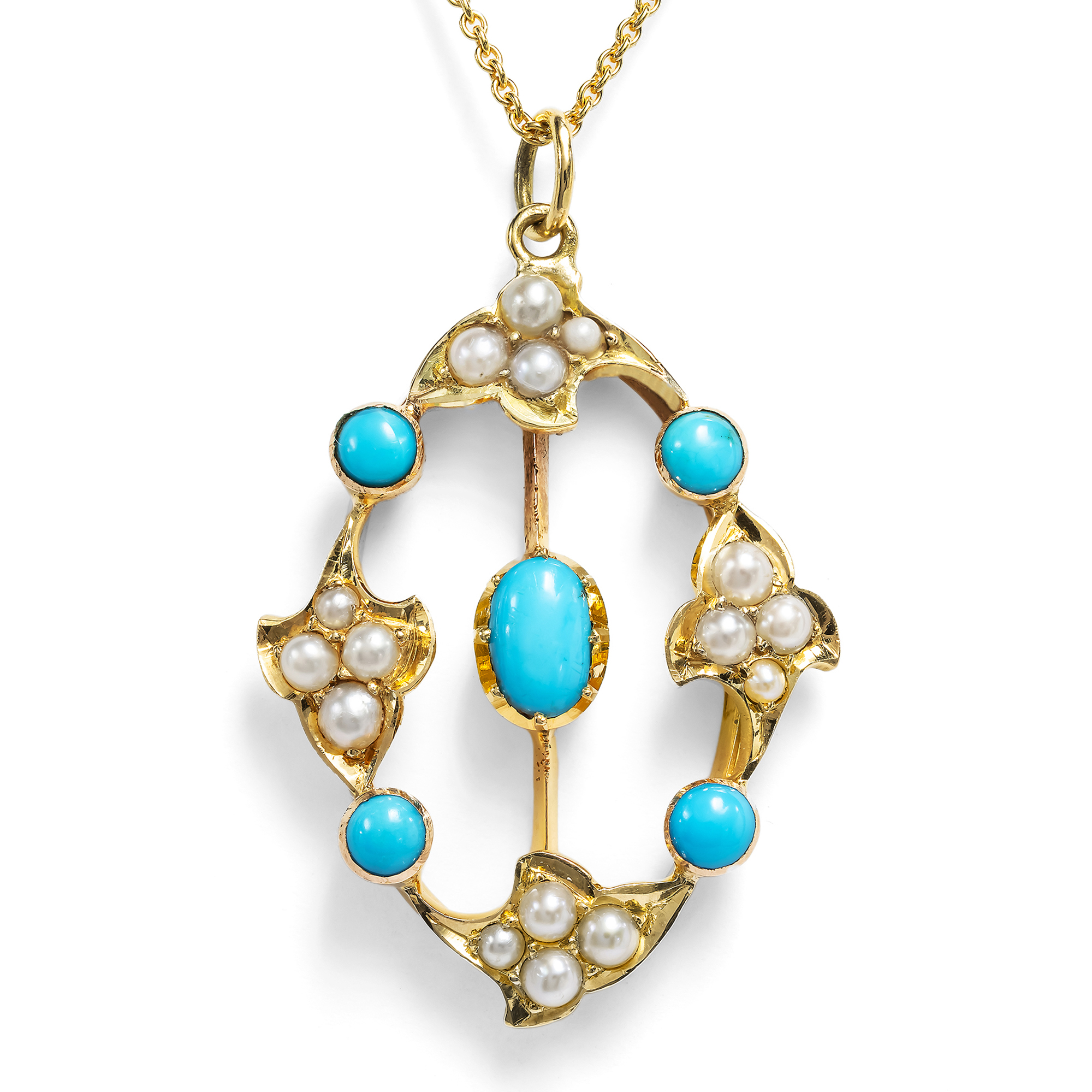 626781-hofer-antikschmuck-Huebscher-Anhaenger-aus-Gold-mit-Perlen-und-Tuerkisen-England-um-1905-Token-Of-Love