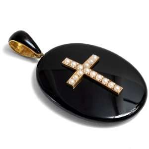 626859-hofer-antikschmuck-Grosses-Trauer-Medaillon-aus-Onyx-Gold-und-Perlen-um-1880-In-sich-rem-Glauben_3
